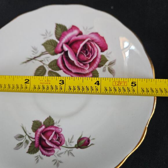 Royal Kent Bone China Tea Cup and Saucer Set Purple Rose Made in England - Picture 14 of 14